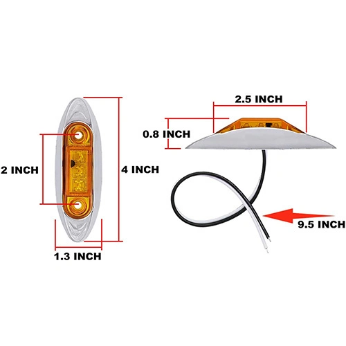 Sealed Waterproof Side Marker Lamps Front Rear Tail Clearance LED Car Lights