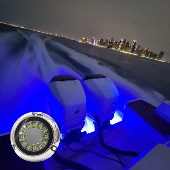 Superyate resistente al agua IP68 azul blanco marino luz LED subacuática 316ss para barco